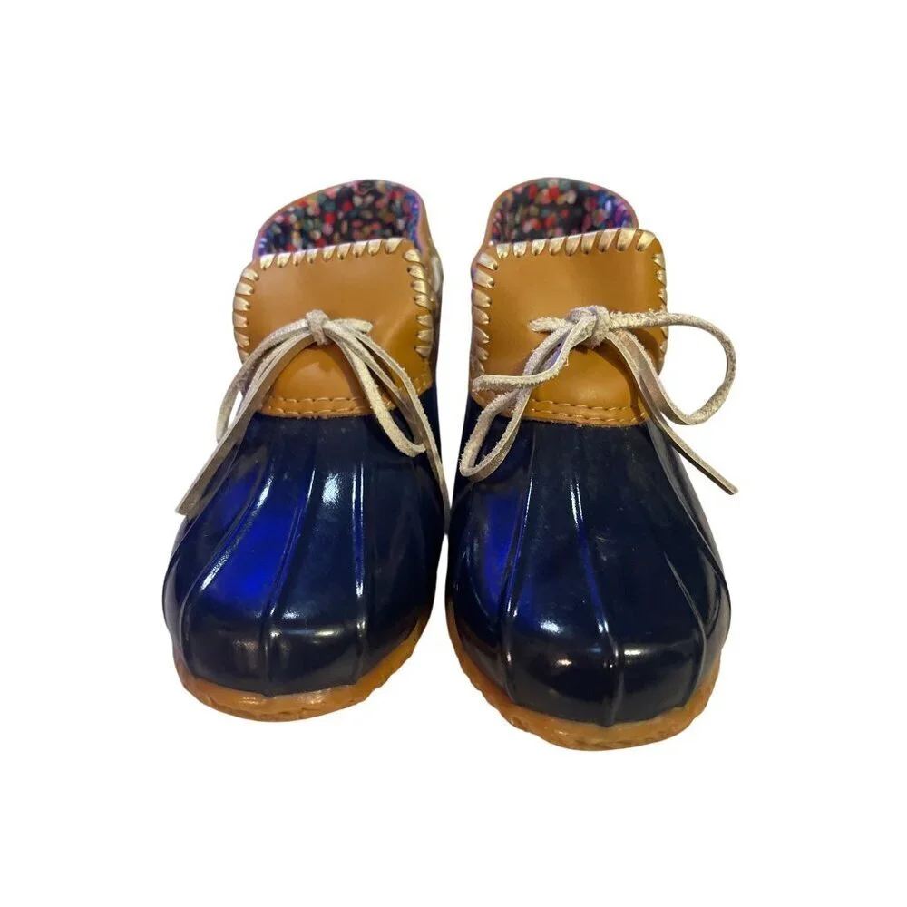 Jack Rogers Women's Aubrey Midnight Blue Floral Waterproof Boots Shoes Size 8